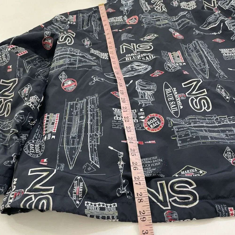 Nautica Blue Sail Windbreaker Jacket‎ Mens XL Nautical Sailing All Over Print - Picture 7 of 10